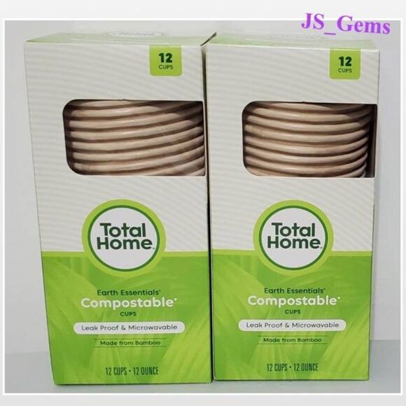 New 2 Packs Of 12 Compostable Disposable Drinking Hot Cups - Picture 1 of 10